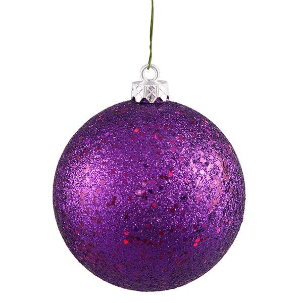 Purple Passion Holographic Glitter Shatterproof Christmas Ornament 4" (100mm)