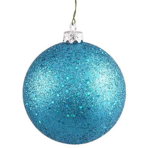 Turquoise Holographic Glitter Shatterproof Christmas Ball Ornament 4" (100mm)