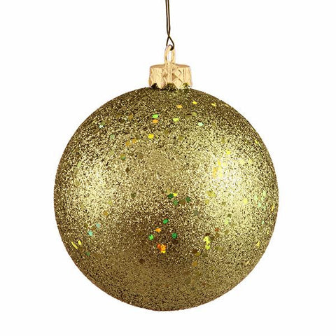 Olive Green Holographic Glitter Shatterproof Christmas Ball Ornament 4" (100mm)