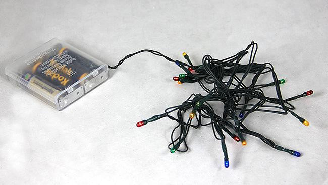 Set of 20 Battery Operated Multi-Color Micro Rice Christmas Lights - Green Wire