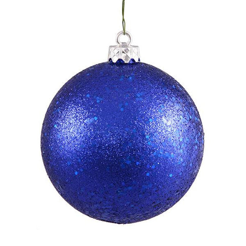 Cobalt Blue Holographic Glitter Shatterproof Christmas Ball Ornament 4" (100mm)