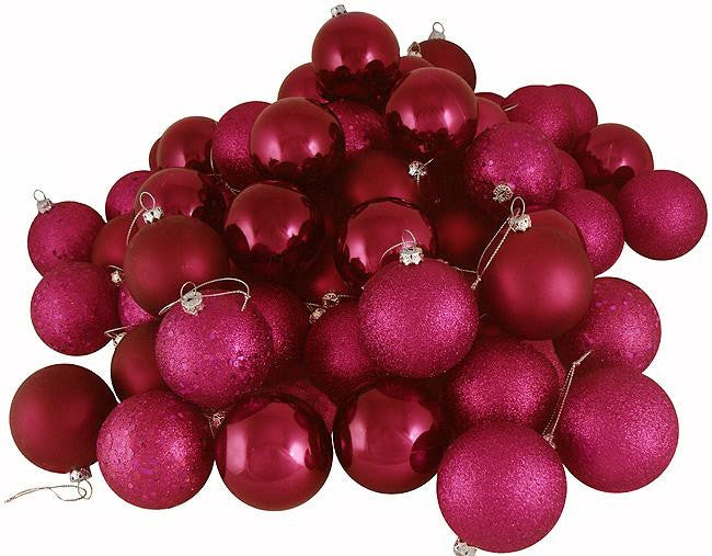 20ct Red Raspberry Shatterproof 4-Finish Christmas Ball Ornaments 2.75" (70mm)