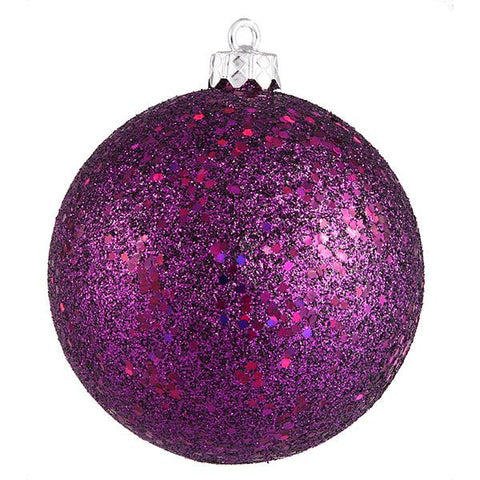 Purple Plum Holographic Glitter Shatterproof Christmas Ball Ornament 6" (150mm)