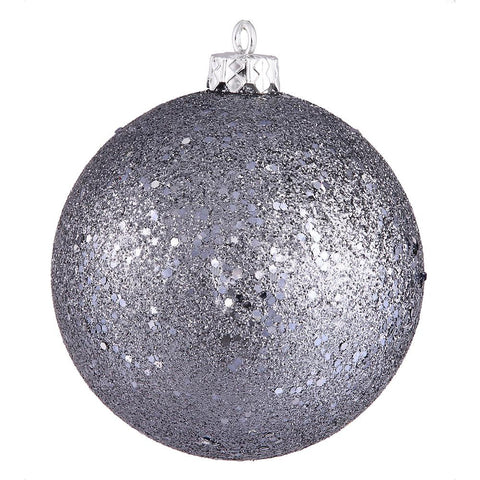 Pewter Holographic Glitter Shatterproof Christmas Ball Ornament 6" (150mm)