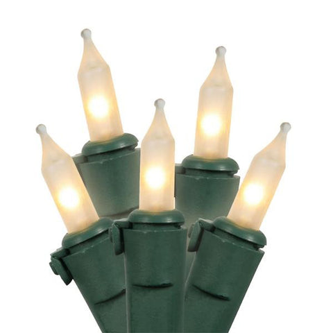 Set of 50 Clear Frosted Mini Christmas Lights 5.5" Bulb Spacing - Green Wire