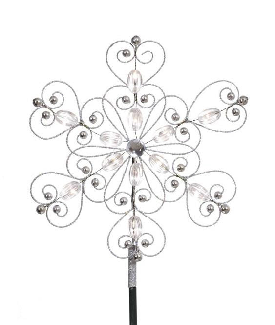 12" LED Lighted Silver Snowflake Christmas Tree Topper - Warm Clear Lights