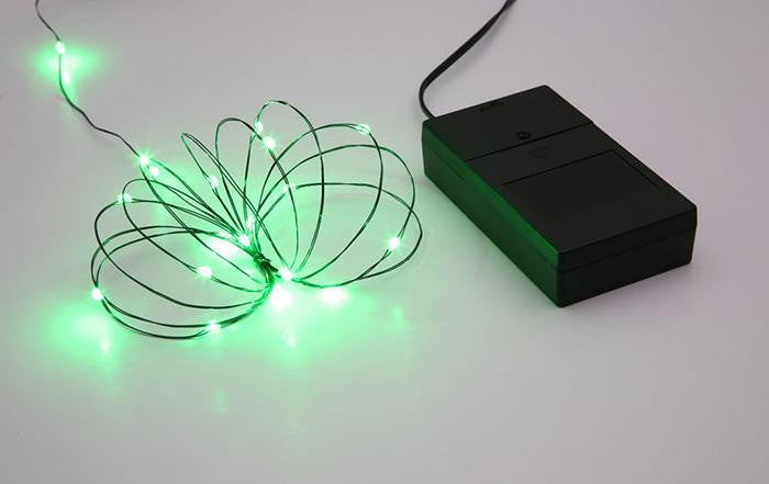 B-O Multi Function Ultra Slim Wire Christmas Light Set - 24 Green LED Lights