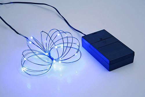 B-O Multi Function Ultra Slim Wire Christmas Light Set - 24 Blue LED Lights