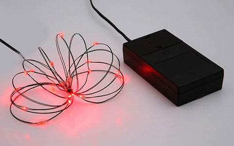 B-O Multi Function Ultra Slim Wire Christmas Light Set - 24 Red LED Lights