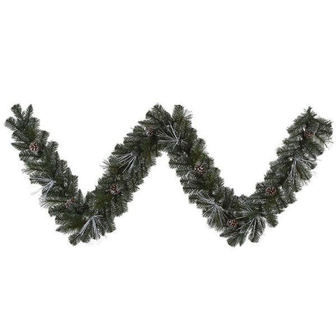 9' x 10" Pre-Lit Frosted and Glittered Pine Christmas Garland - Clear Lights