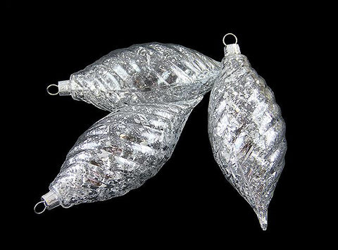 3ct Clear Spiral Finial Shatterproof Christmas Ornaments with Silver Speckles