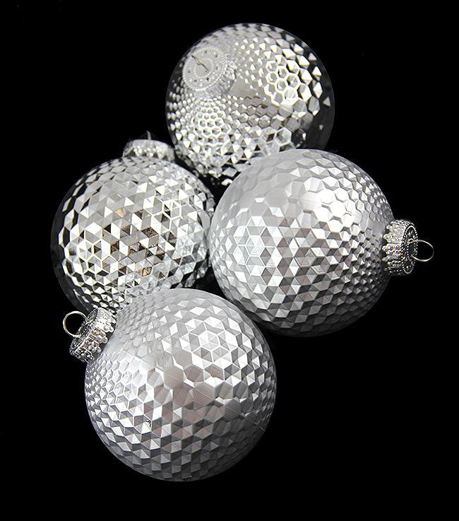 4ct Silver Prism Textured Shatterproof Christmas Ball Ornaments 2.75" (70mm)