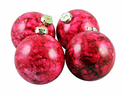 4ct Marbled Crimson Red Shatterproof Christmas Ball Ornaments 3.25" (80mm)