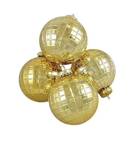 4ct Shiny Gold Disco Ball Shatterproof Christmas Ball Ornaments 2.75" (70mm)