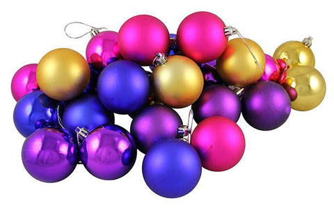 24ct Matte-Shiny Vibrant Multi Shatterproof Christmas Ball Ornaments 2.5" (60mm)