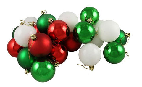 24ct Matte-Shiny Peppermint Shatterproof Christmas Ball Ornaments 2.5" (60mm)