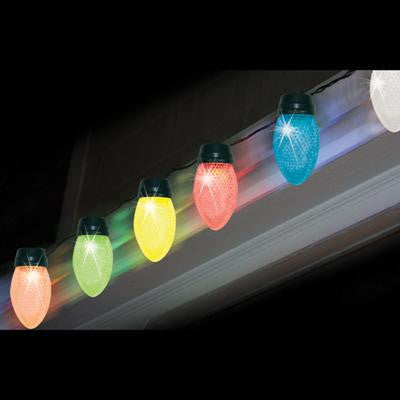 Set of 10 LED Color-Changing Jumbo C9 Multi-Color Christmas Lights - Green Wire