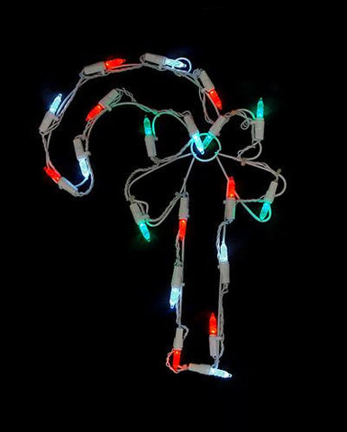 12" Battery Operated LED Lighted Candy Cane Christmas Window Silhouette w- Timer