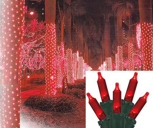 2' x 8' Red LED Net Style Tree Trunk Wrap Christmas Lights - Green Wire