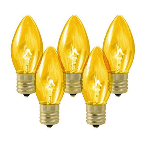 Club Pack of 25 C9 Transparent Gold Replacement Christmas Light Bulbs