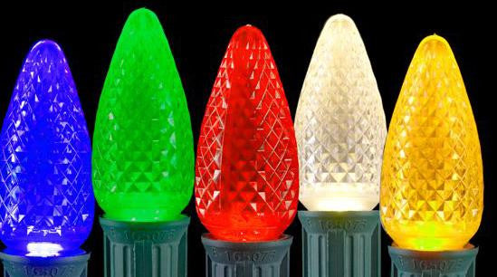 Club Pack of 25 Faceted Transparent Multi LED C9 Christmas Replacement Bulbs