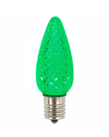 Club Pack of 25 Faceted Transparent Green LED C9 Christmas Replacement Bulbs