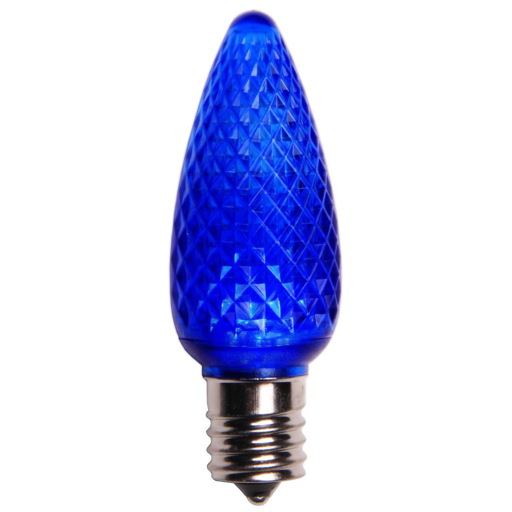 Club Pack of 25 Faceted Transparent Blue LED C9 Christmas Replacement Bulbs