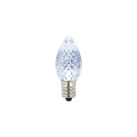 Pack of 25 Faceted Transparent Cool White LED C7 Christmas Replacement Bulbs