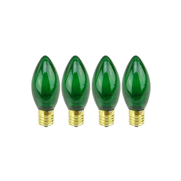 Pack of 4 Transparent Green C9 Christmas Replacement Bulbs