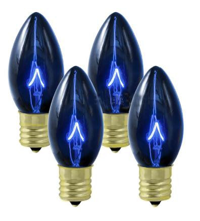 Pack of 4 Transparent Blue C9 Christmas Replacement Bulbs