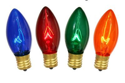 Pack of 4 Transparent Multi C9 Christmas Replacement Bulbs