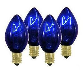 Pack of 4 Transparent Blue C7 Christmas Replacement Bulbs