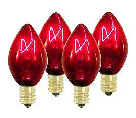 Pack of 4 Transparent Red C7 Christmas Replacement Bulbs