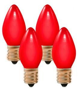 Pack of 4 Opaque Ceramic Red C7 Christmas Replacement Bulbs