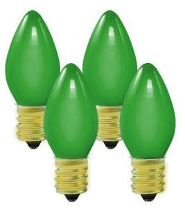 Pack of 4 Opaque Ceramic Green C7 Christmas Replacement Bulbs