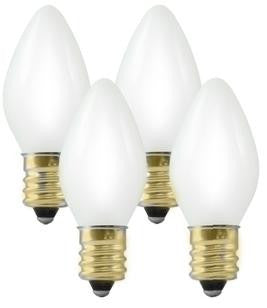 Pack of 4 Opaque Ceramic White C7 Christmas Replacement Bulbs