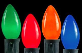 Pack of 4 Opaque Ceramic Multi C7 Christmas Replacement Bulbs