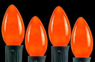 Pack of 4 Opaque Ceramic Orange C7 Christmas Replacement Bulbs