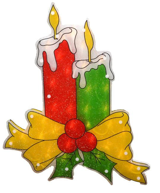 17" Lighted Double-Sided Shimmering Candle Christmas Window Silhouette