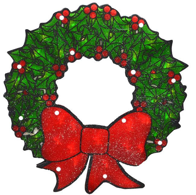 15" Lighted Double-Sided Shimmering Christmas Wreath Window Silhouette Decoration