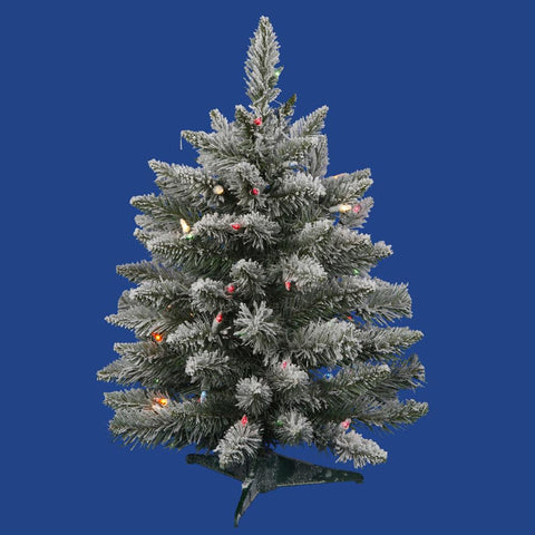 2' Pre-Lit Flocked Sugar Pine Artificial Christmas Tree - Multi-Color Dura Lights