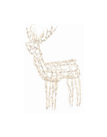 48" Winter Frost Pure White LED Standing Buck Deer Christmas Yard Art Decoration