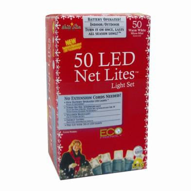 Set of 50 B-O Warm White LED Wide Angle Christmas Lights - Green Wire