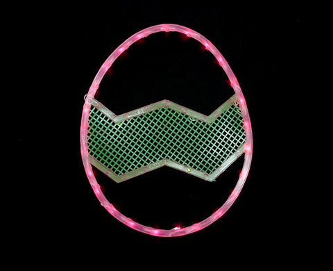 16.5" Lighted Pink and Green Easter Egg Window Silhouette Decoration