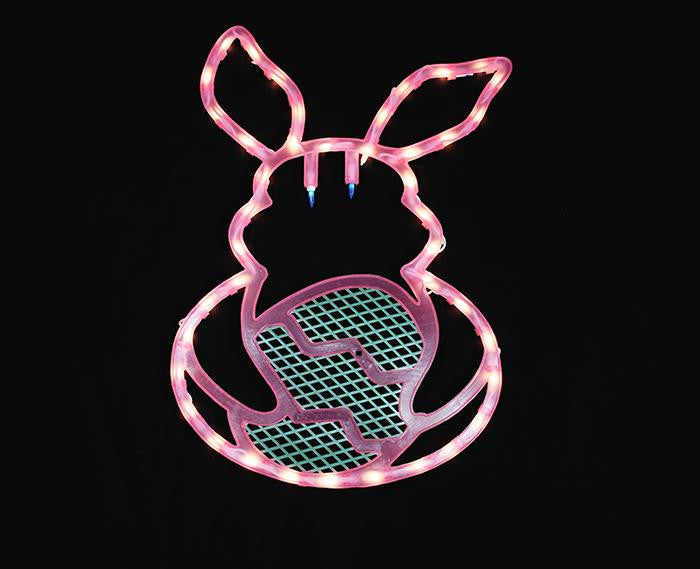 18" Lighted Easter Bunny with Egg Window Silhouette Decoration