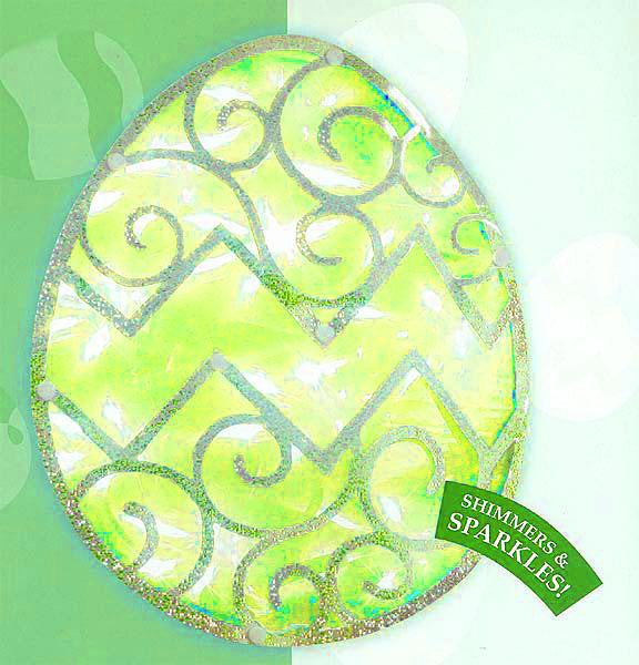 12" Lighted Green Easter Egg Window Silhouette Decoration