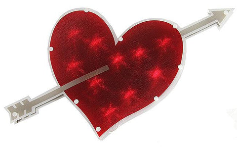 18" Lighted Double-Sided Red Heart with Arrow Valentine's Day Window Silhouette