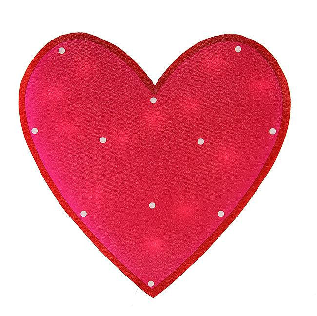 15" Lighted Shimmering Pink Heart Valentine's Day Window Silhouette