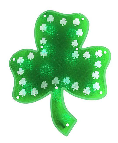 15" Lighted LED Holographic Green Shamrock St. Patrick's Day Window Silhouette