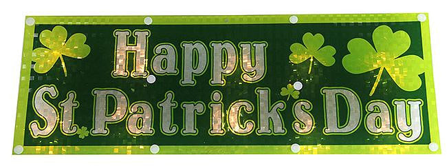 16" Lighted Holographic Happy St. Patrick's Day Window Decoration